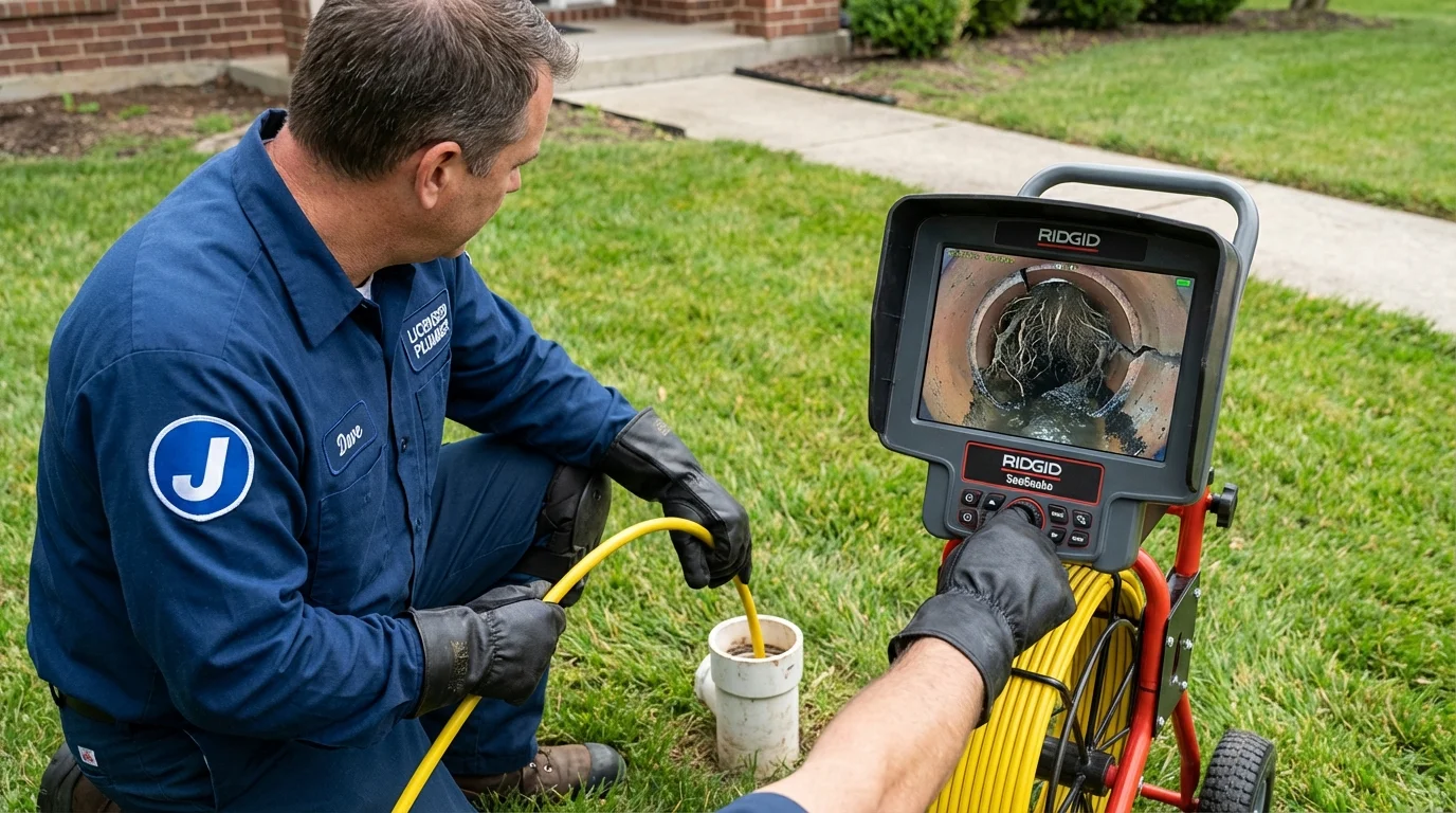 Sewer camera inspection being performed by Johns Plumbing LLC in Macon