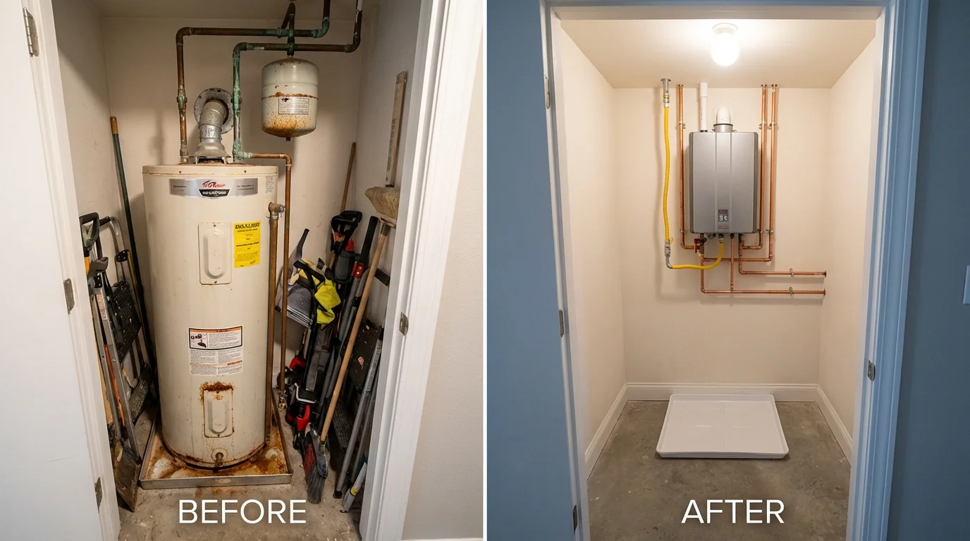 Tank water heater versus wall-mounted tankless unit comparison for Macon, IL homeowners
